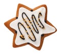 Gingerbread Cookie Star For Christmas Isolated