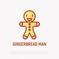 Gingerbread cookie thin line icon