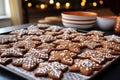 Gingerbread cookies adorned with colorful icing, Christmas time. AI Generated