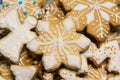 Christmas gingerbread cookies snowflakes and angels Royalty Free Stock Photo