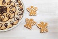 Gingerbread cookies and cheesecake Royalty Free Stock Photo