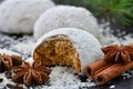 Gingerbread cookies with coconut frosting and spices