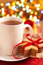 Gingerbread cookies and a cup of tea Royalty Free Stock Photo