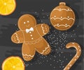 Gingerbread cookies on dark background