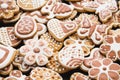 Gingerbread cookies in the form of a rabbit, flowers, hearts, grandmothers and Easter eggs