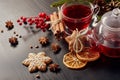 Gingerbread cookies and fruit tea.