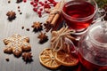 Gingerbread cookies and fruit tea.