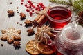 Gingerbread cookies and fruit tea.