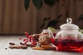 Gingerbread cookies and fruit tea.