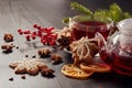 Gingerbread cookies and fruit tea.