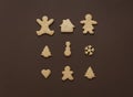 Gingerbread cookies in many shapes. Christmas symbol Xmas sweets