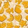 Gingerbread cookies seamless background