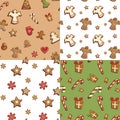 Gingerbread cookies seamless pattern set