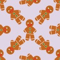 Gingerbread man cookies seamless. Vector wallpaper