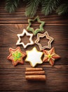 Gingerbread cookies stacked as christmas tree.