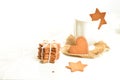 Gingerbread cookies on white background Royalty Free Stock Photo