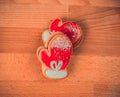 Gingerbread cookies on wood background.Snowman, deer, fir-tree, boot, Santa Claus, mitten.