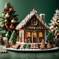 A Gingerbread decorated Christmas house AI