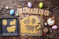 Gingerbread dough for cooking Easter cookies