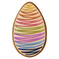 Gingerbread Egg with colorful wavy lines