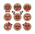 Gingerbread Faces Gingerman Bundle Christmas Cookie Face Set Winter Holidays Round Ornaments