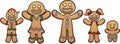 Happy gingerbread cookie family with kids