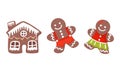 Gingerbread Figures with House and Man Vector Set Royalty Free Stock Photo