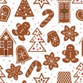 Gingerbread figures seamless pattern vector