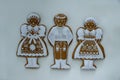 Gingerbread figures in traditional clothing.
