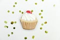 Gingerbread in the form of a cupcake on a white background decorated with sparkles Royalty Free Stock Photo