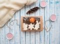 Gingerbread in a package on an old table in the French style