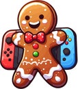 Gingerbread with a gaming console, ai illustration, isolated on white background Royalty Free Stock Photo