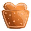 Gingerbread gift box icon, cartoon style Royalty Free Stock Photo