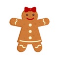 Gingerbread girl icon flat isolated vector