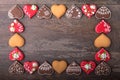 Gingerbread heart cookies on Valentine`s day