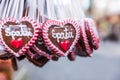 Gingerbread heart at a German christmas market stall