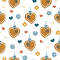 Gingerbread heart seamless pattern for Oktoberfest