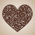 Gingerbread heart with white tracery - curls