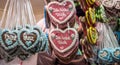 Gingerbread hearts Christmas market x mas Royalty Free Stock Photo