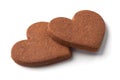 Gingerbread hearts cookies, isolated on white background. Royalty Free Stock Photo