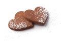 Gingerbread hearts cookies, isolated on white background. Royalty Free Stock Photo