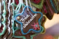 Gingerbread Hearts on german christmas market Royalty Free Stock Photo