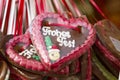 Gingerbread Hearts on german christmas market Royalty Free Stock Photo