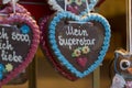 Gingerbread Hearts on german christmas market Royalty Free Stock Photo