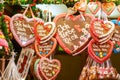 Gingerbread Hearts at Nuremberg Christmas Market Royalty Free Stock Photo