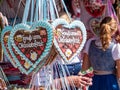 Gingerbread hearts at the Oktoberfest in Munich Royalty Free Stock Photo