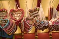 Gingerbread hearts at the oktoberfest, traditional German souvenir