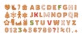 Gingerbread holidays cookies font alphabet vector cartoon illustration