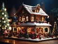 Gingerbread house. Abstract Xmas background, anime styled Royalty Free Stock Photo