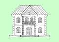 Gingerbread house architecture style, hand drawn vector design illustration
